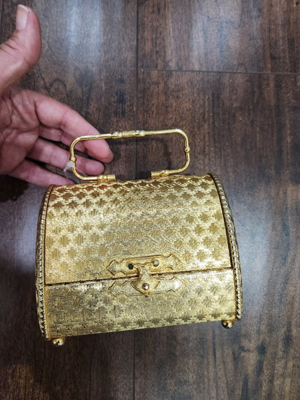 mid-century modern Harry Rosenfeld Gold Metal Purse Handbag Jewel Box